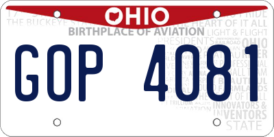 OH license plate GOP4081