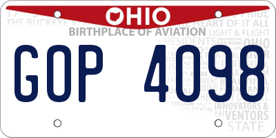 OH license plate GOP4098