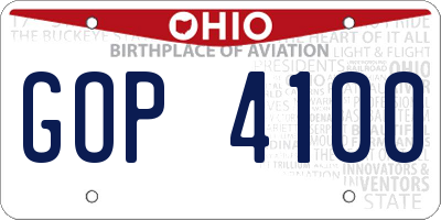 OH license plate GOP4100