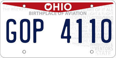 OH license plate GOP4110