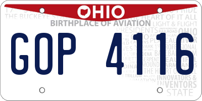 OH license plate GOP4116