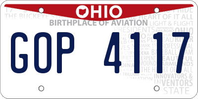 OH license plate GOP4117