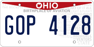 OH license plate GOP4128