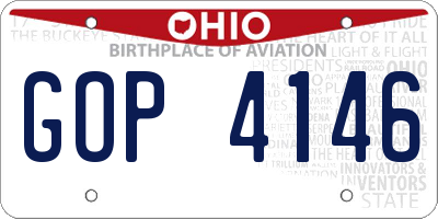 OH license plate GOP4146