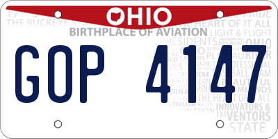 OH license plate GOP4147