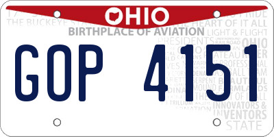 OH license plate GOP4151