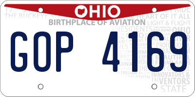 OH license plate GOP4169