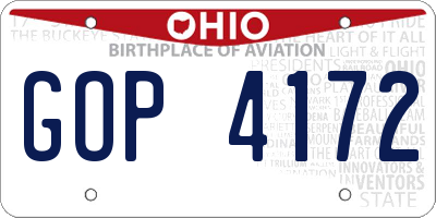 OH license plate GOP4172