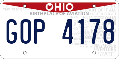 OH license plate GOP4178