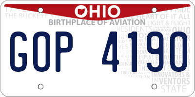 OH license plate GOP4190