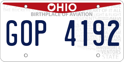 OH license plate GOP4192