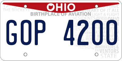 OH license plate GOP4200