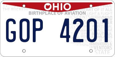 OH license plate GOP4201