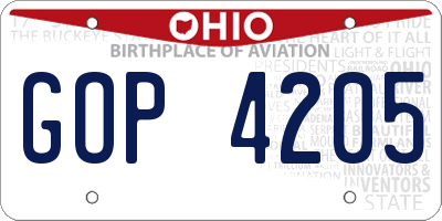 OH license plate GOP4205