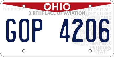 OH license plate GOP4206