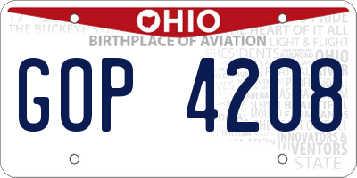 OH license plate GOP4208