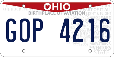 OH license plate GOP4216
