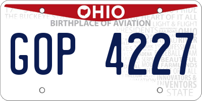 OH license plate GOP4227