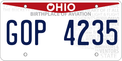 OH license plate GOP4235