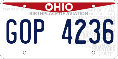 OH license plate GOP4236