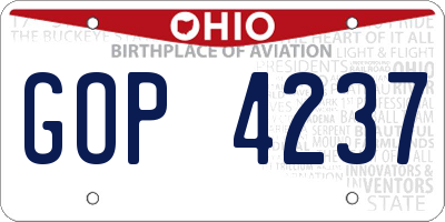 OH license plate GOP4237