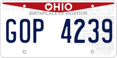 OH license plate GOP4239