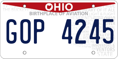 OH license plate GOP4245