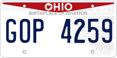 OH license plate GOP4259