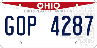 OH license plate GOP4287