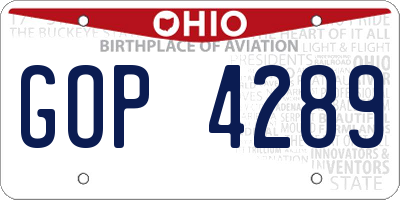 OH license plate GOP4289