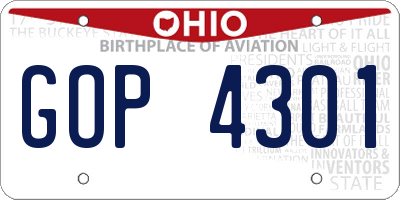 OH license plate GOP4301