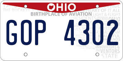 OH license plate GOP4302