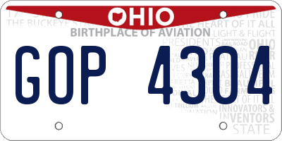 OH license plate GOP4304