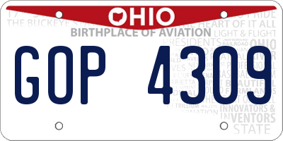 OH license plate GOP4309