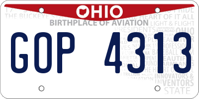 OH license plate GOP4313