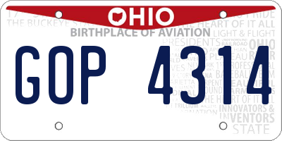 OH license plate GOP4314