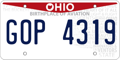 OH license plate GOP4319