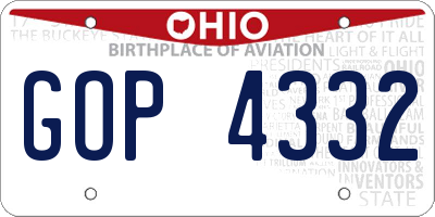 OH license plate GOP4332