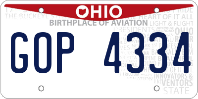 OH license plate GOP4334