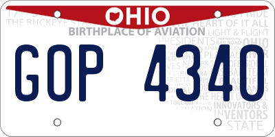 OH license plate GOP4340