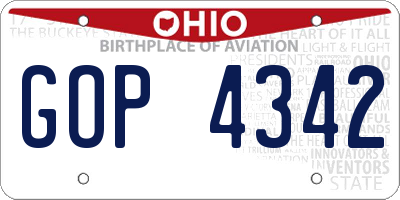 OH license plate GOP4342