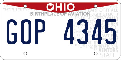 OH license plate GOP4345
