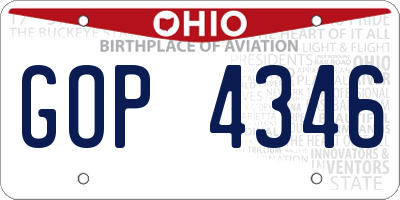 OH license plate GOP4346