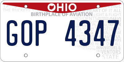 OH license plate GOP4347