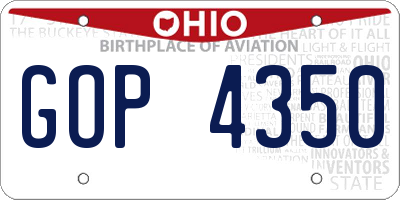 OH license plate GOP4350