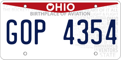 OH license plate GOP4354