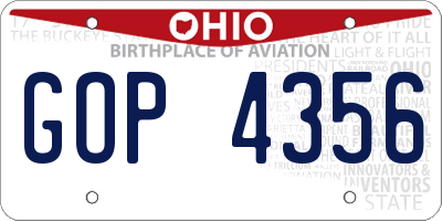 OH license plate GOP4356