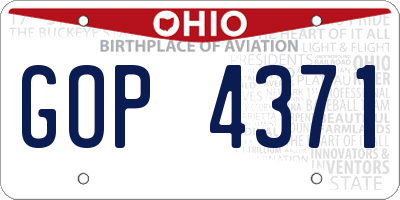 OH license plate GOP4371