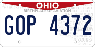 OH license plate GOP4372