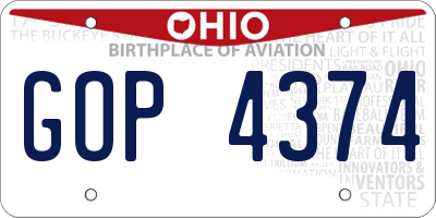 OH license plate GOP4374